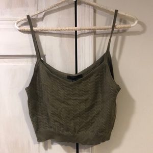 Olive green knit crop top
